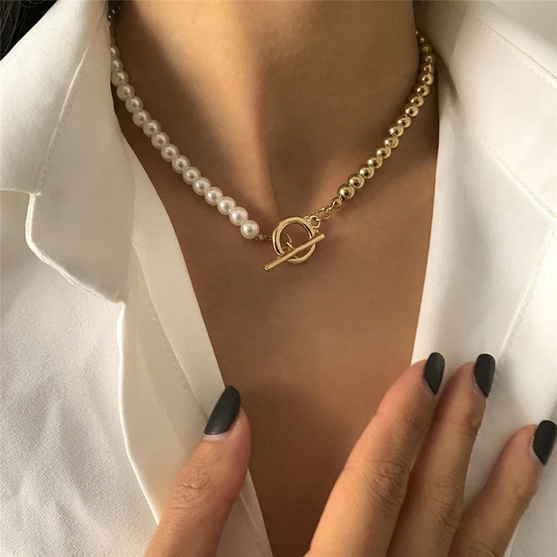 New Baroque Pearl Choker Necklace For Women Luxury Wedding Party Triple-layer Beaded Necklace