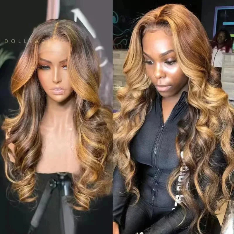 427 Color Body Wave Highlight Ombre 13X4 Lace Front Human Hair 40 Inch Transparent 13X6 HD