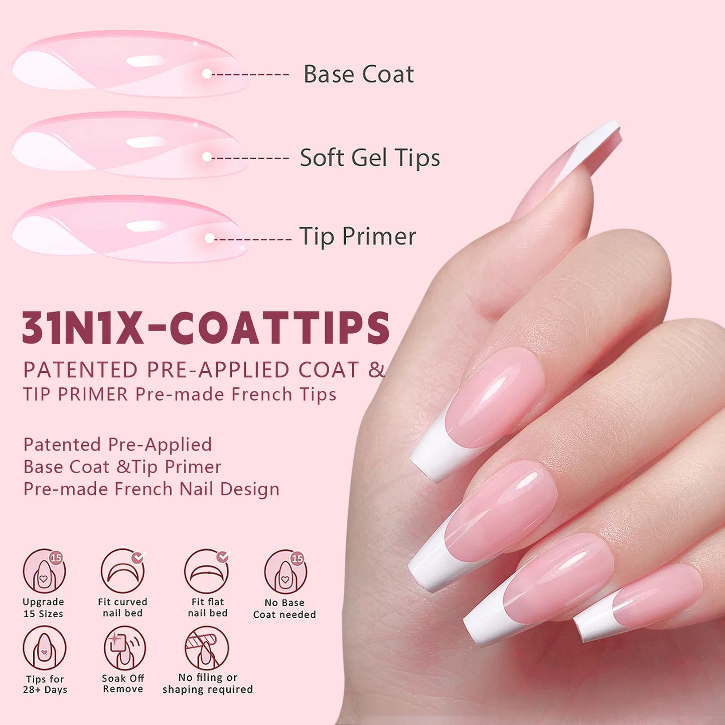 150pcs Nude White Fake Nails Need Adhesive Glue Glitter Press on Nails Women Wearable Nail