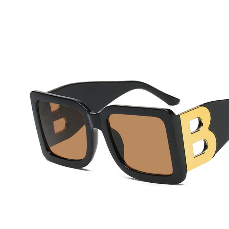 Women's Sunglasses Large Frame Square B Letter Trendy Vintage Fashionable Wear