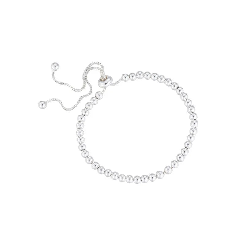100% Solid 925 Sterling Silver Metal Bracelets for Women Men Beads Adjuatable Handmade