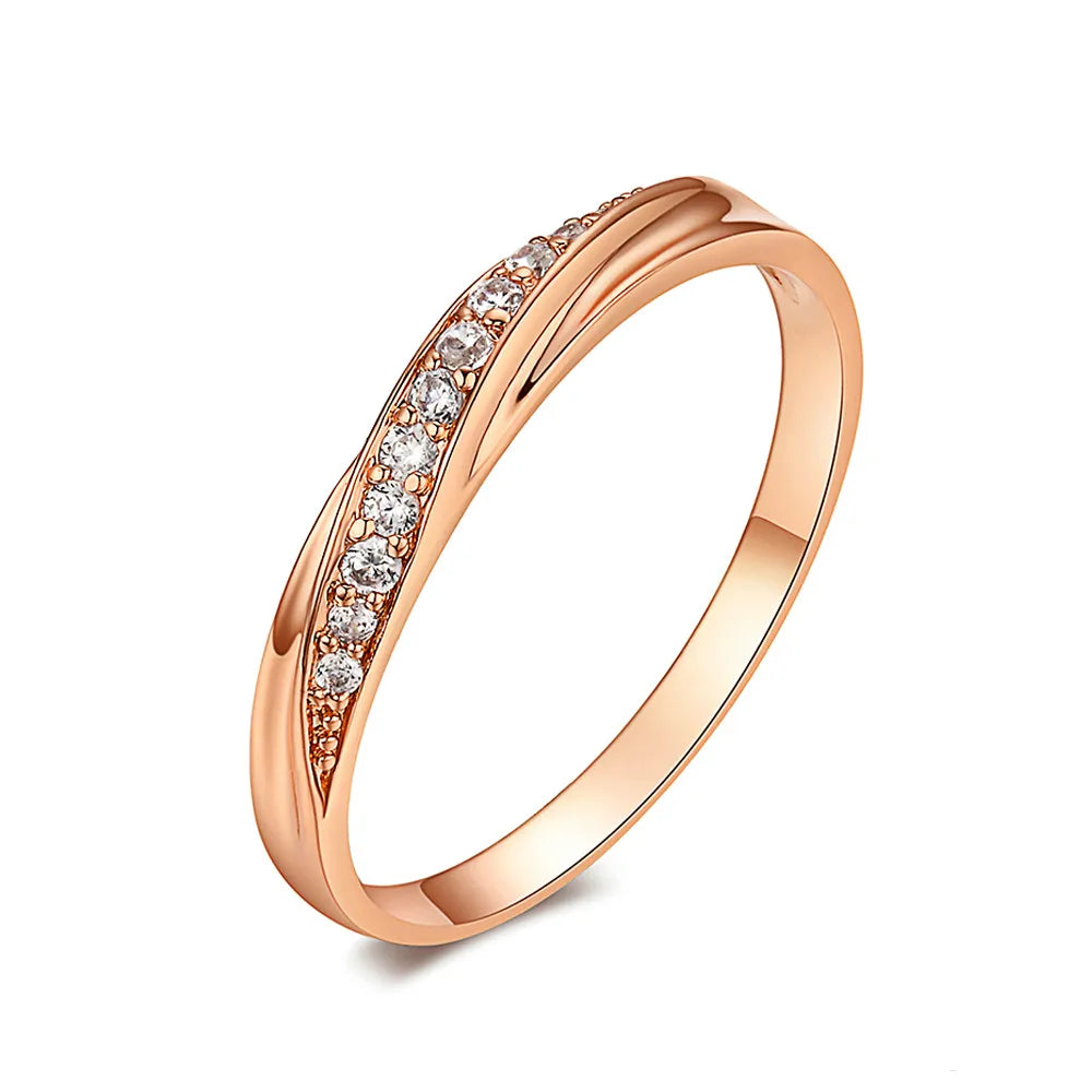 Engagement Wedding Rings For Women Promise Dainty Ring Fashion Jewellry Simple Rose Gold Color