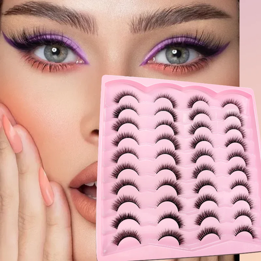 Lashes 20 Pairs 3D Faux Mink Eyelash Natural Look False Eyelashes Dramatic Volume Thick Lashes