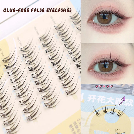6 Rows Of Glue-Free False Eyelashes In A Single Cluster, Natural And Curled For Comfortable Wearfalse Eyelashes