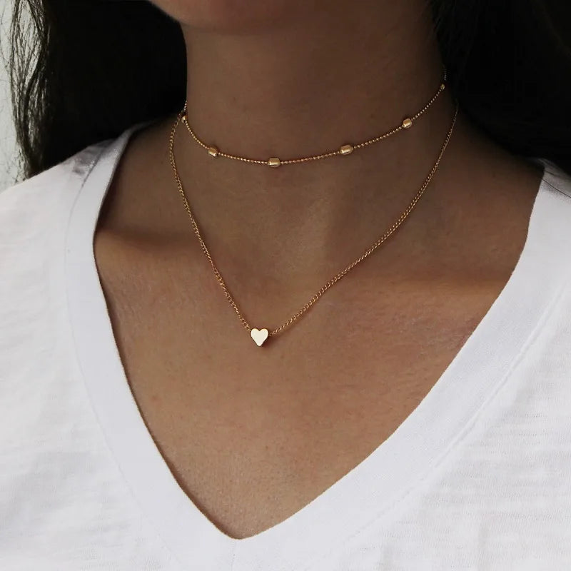 New Minimalist Clavicle Necklaces for Women Heart Love pendants Neck Chain Fashion