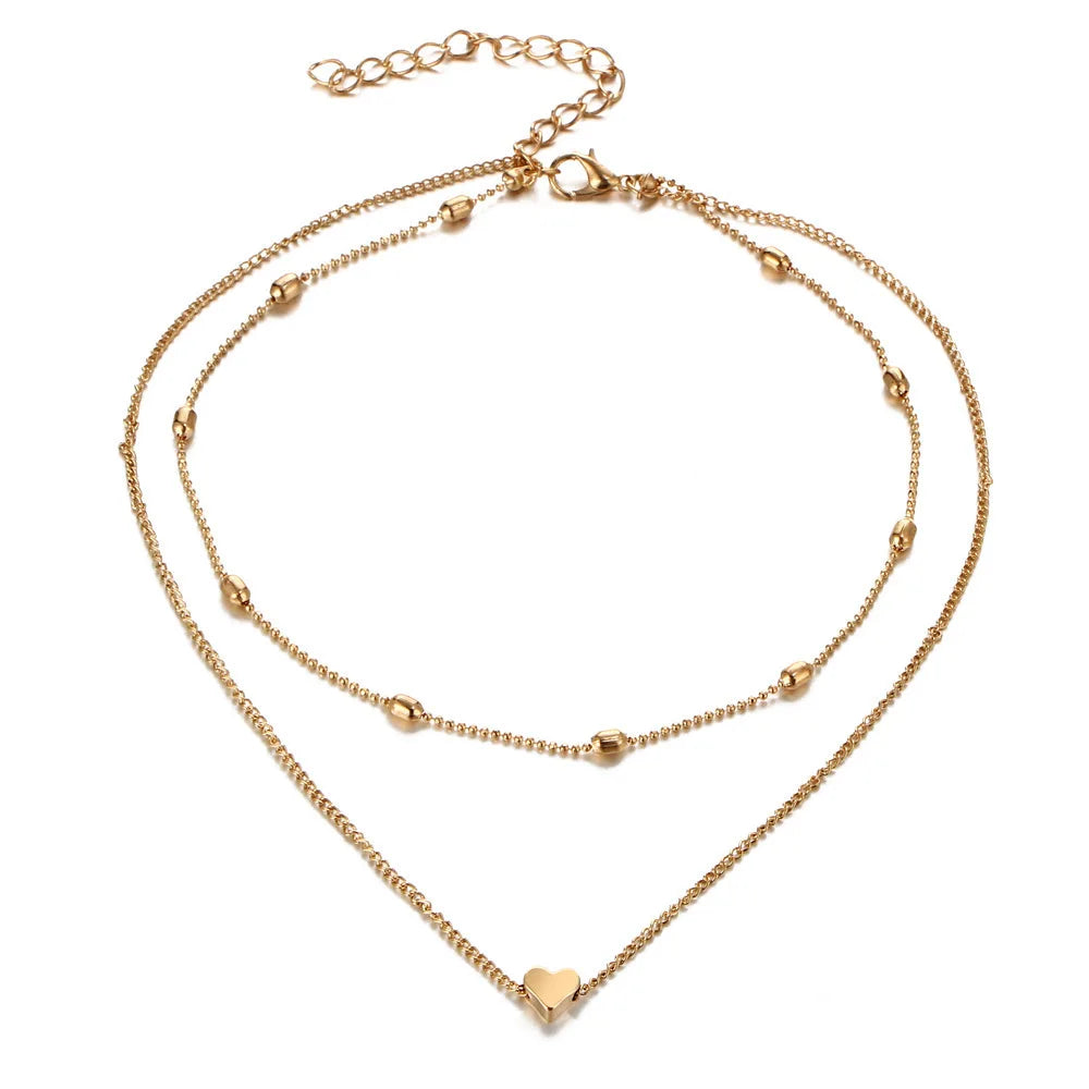 New Minimalist Clavicle Necklaces for Women Heart Love pendants Neck Chain Fashion