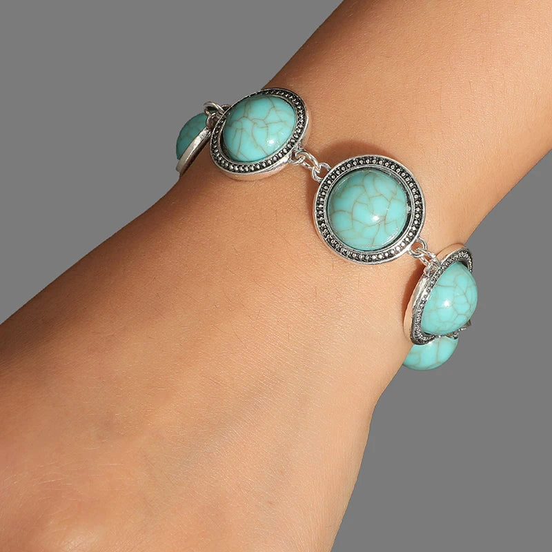 Fashion Boho Vintage Round Pearl Bracelets Bangles For Women Blue Red Black Bead