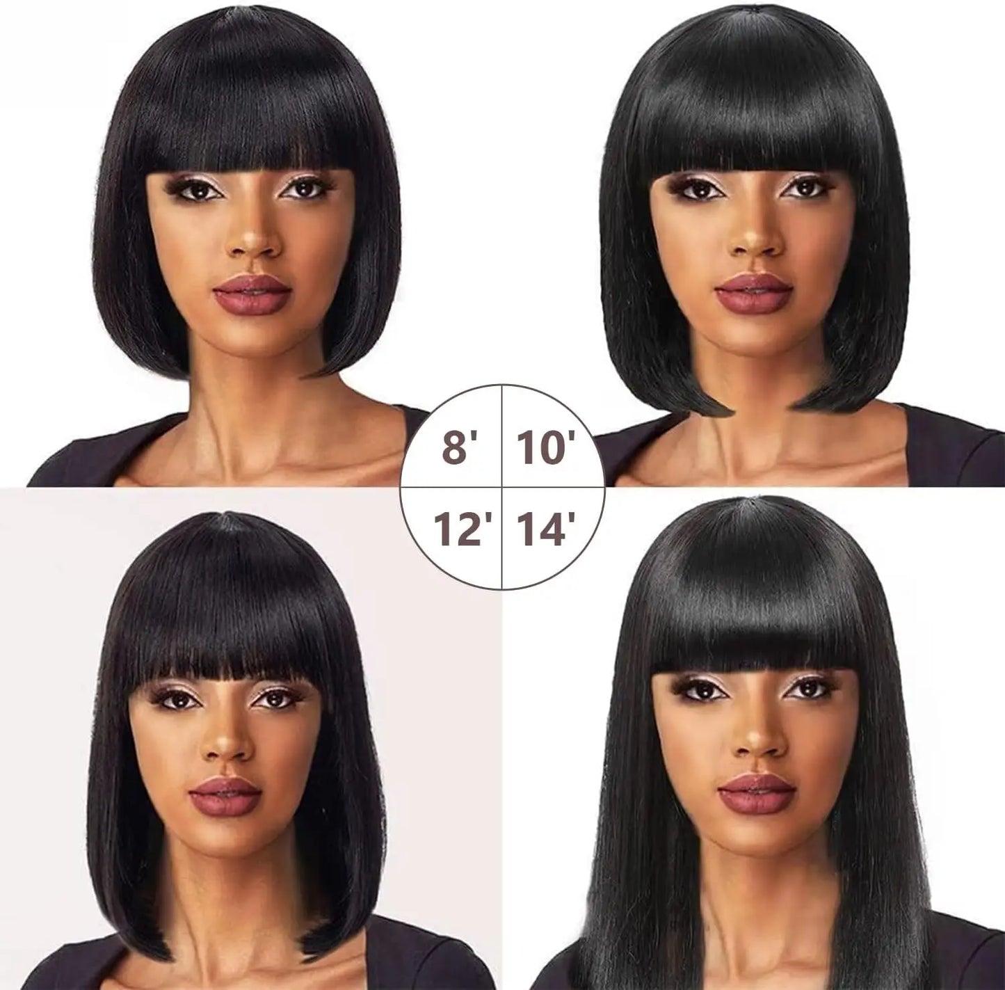 Human Hair Wig with Bang Wear and Go Glueless Wig Straight Short Bob Wig with Bangs