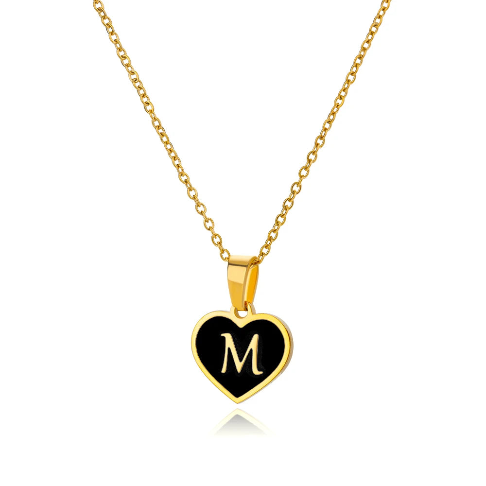 Initial Letter Necklaces for Women Clavicle Chain Heart Pendant Necklaces Alphabet