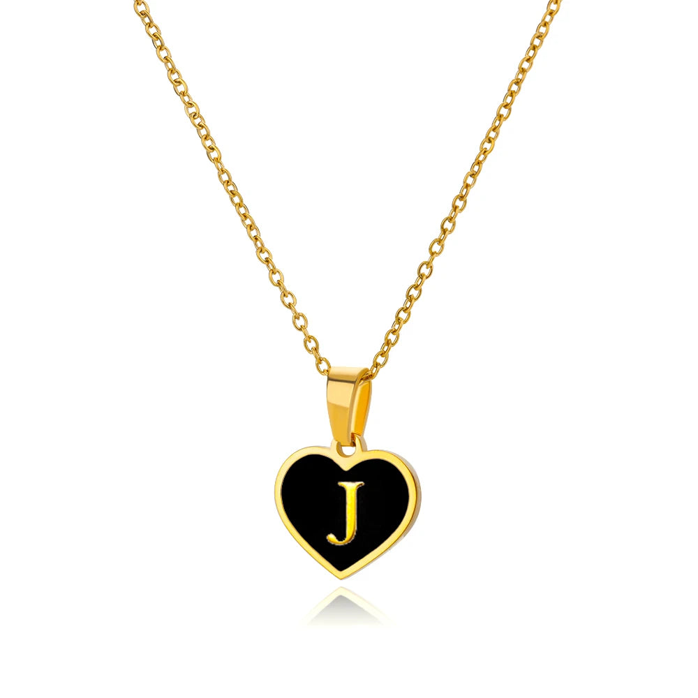 Initial Letter Necklaces for Women Clavicle Chain Heart Pendant Necklaces Alphabet