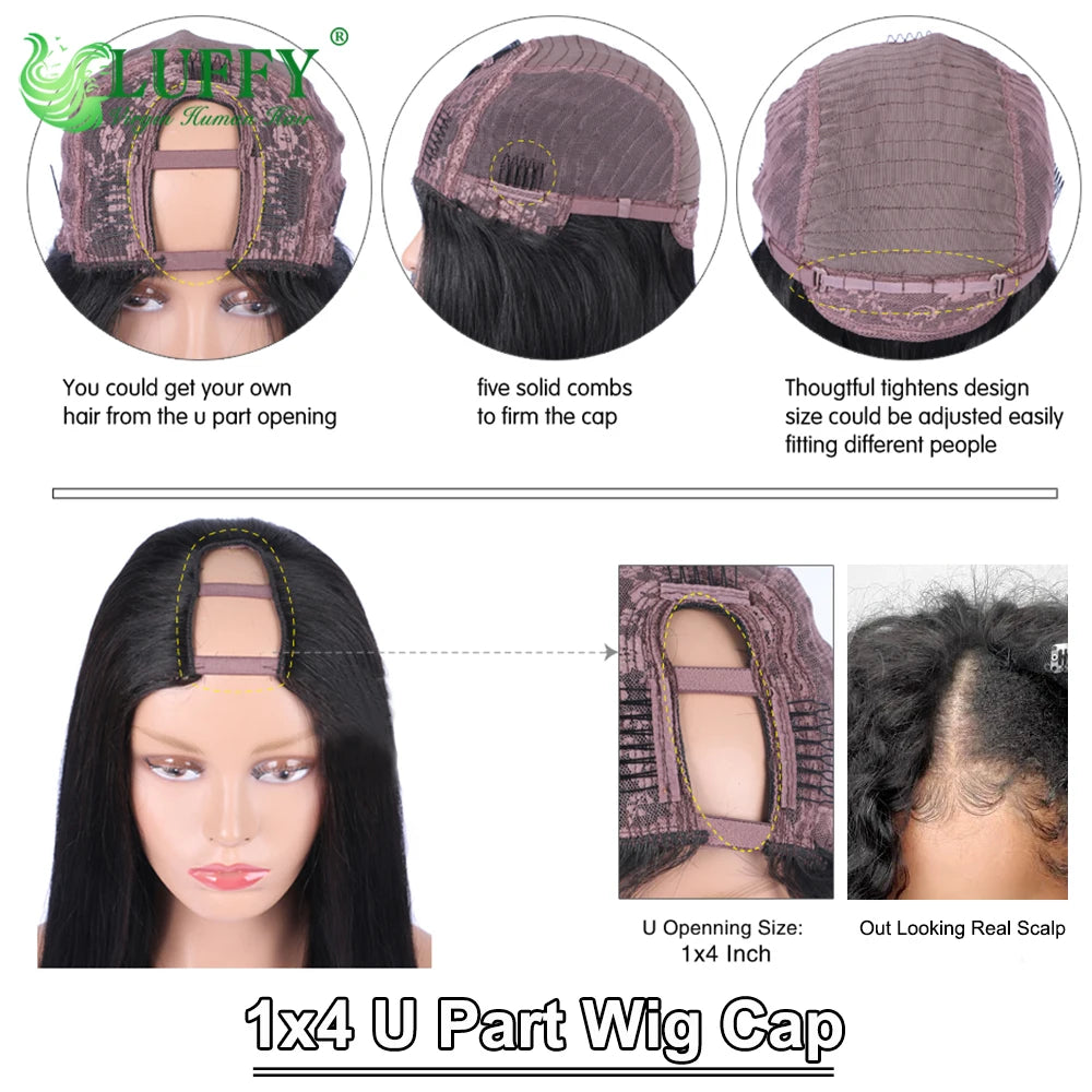 Deep Wave U Part Wig Human Hair No Leave Out Glueless V Part Wigs Brazilian Human Hair For Women
