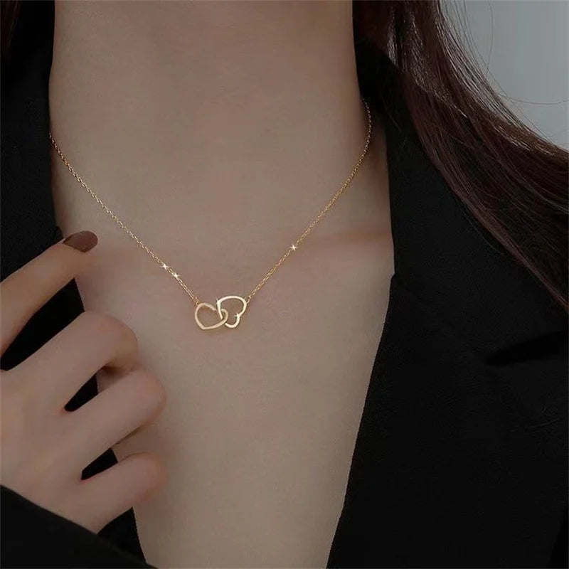 Two Round Shaped Necklaces Female Exquisite Geometric Women Chain Choker Neck Necklace