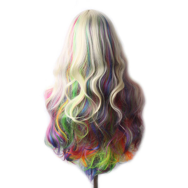 Wavy Womans Wigs Synthetic Hair Wigs For Women Cosplay Wig Long Colorful Wig Pink Purple Green Brown