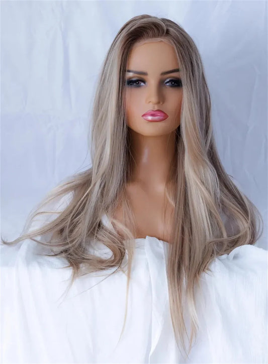 Realistic 13x4 30" Lightly Layered Straight Synthetic HD Lace Front Wig