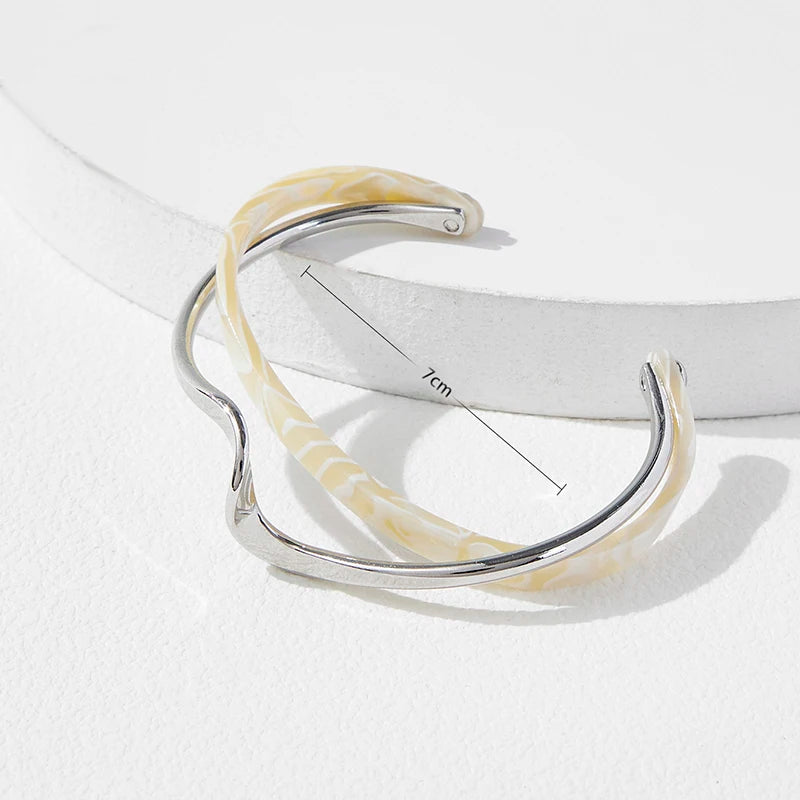 White Acrylic Bracelets Board Bend Metal Bangles Womens Hand Bracelets Geometric C- shaped