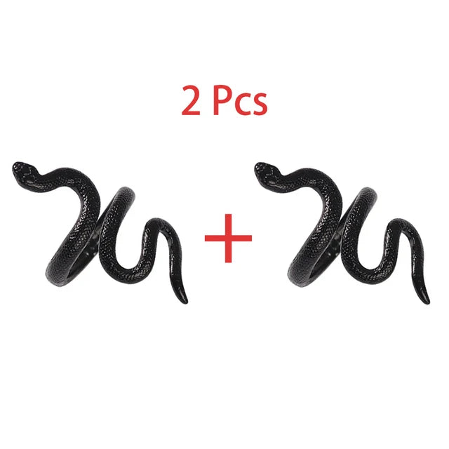 Anime Rings for Men Women Punk Goth Snake Ring Exaggerated Black Plated Gothic Adjustable