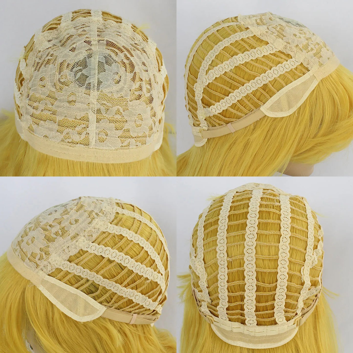 Synthetic hair 30 inches long yellow, loose body wavy and sexy wig with flat bangs,
