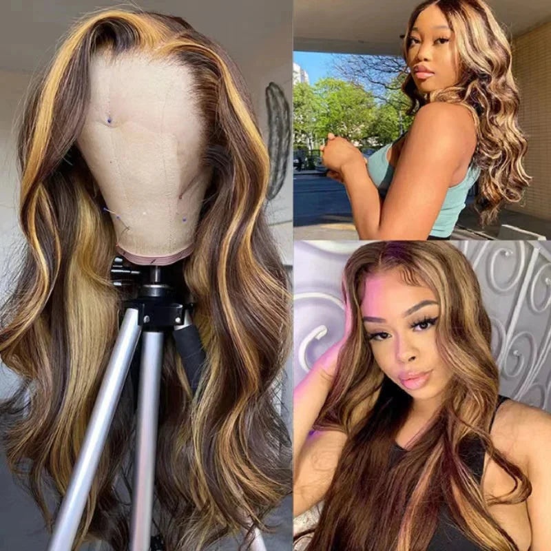 427 Color Body Wave Highlight Ombre 13X4 Lace Front Human Hair 40 Inch Transparent 13X6 HD
