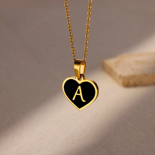 Initial Letter Necklaces for Women Clavicle Chain Heart Pendant Necklaces Alphabet