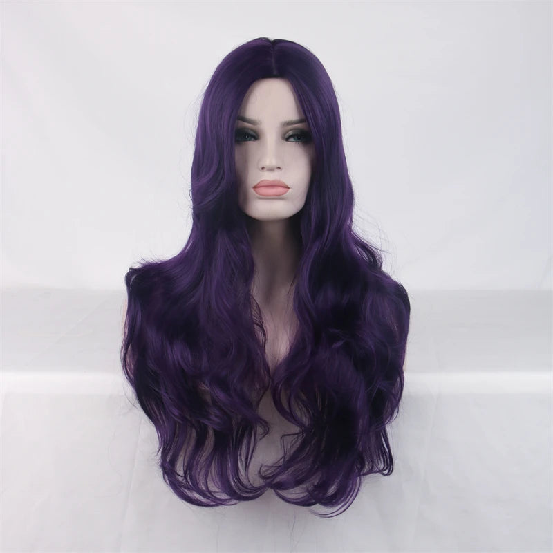Wavy Womans Wigs Synthetic Hair Wigs For Women Cosplay Wig Long Colorful Wig Pink Purple Green Brown