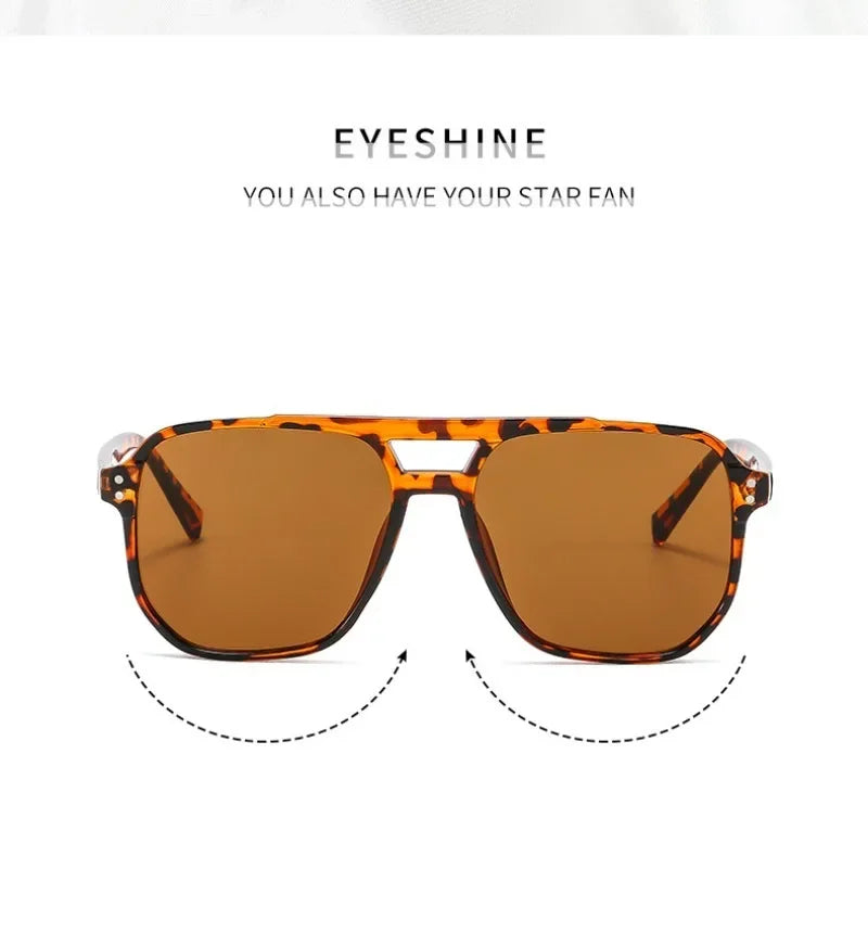 Vintage Square Sunglasses for Women Men Thick Frame Double Bridges Eyewear Female