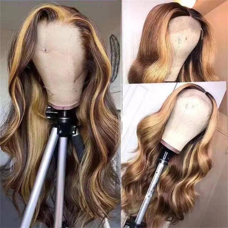427 Color Body Wave Highlight Ombre 13X4 Lace Front Human Hair 40 Inch Transparent 13X6 HD