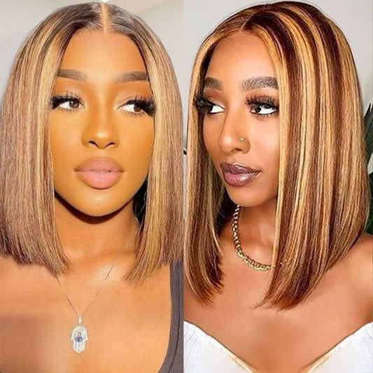 100% Human Hair Wigs 13x4 Lace Human Hair Lace Frontal Wig Ready Wear Bob Wigs