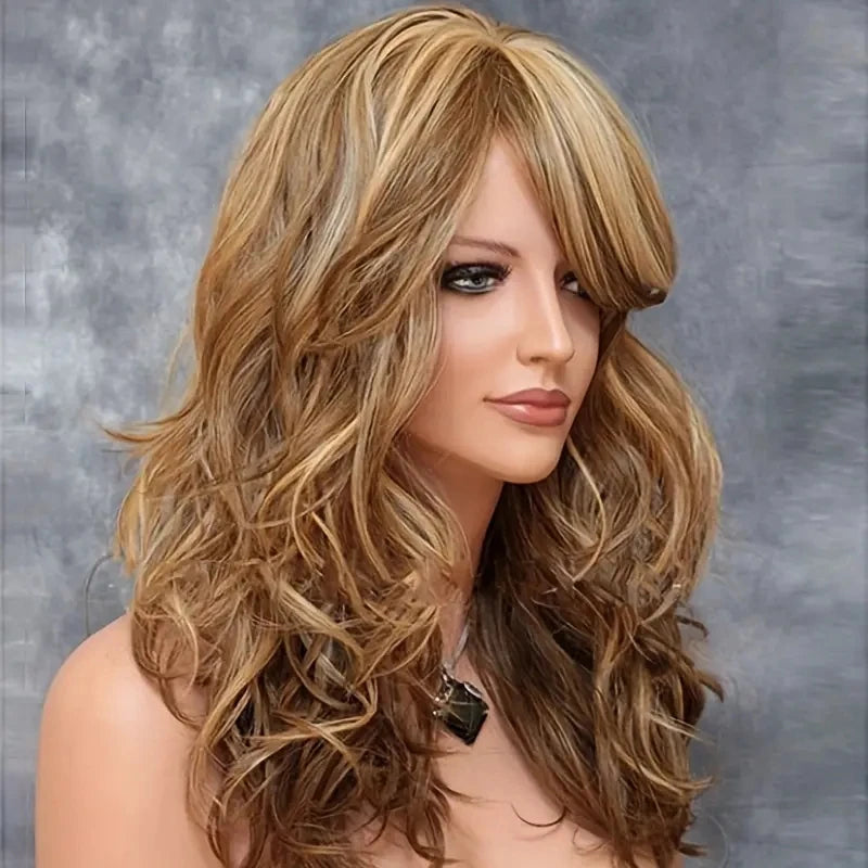 22 Inch Deep Wave Synthetic Fiber Hair Wigs For Women Girls Hair Replacement Wigs