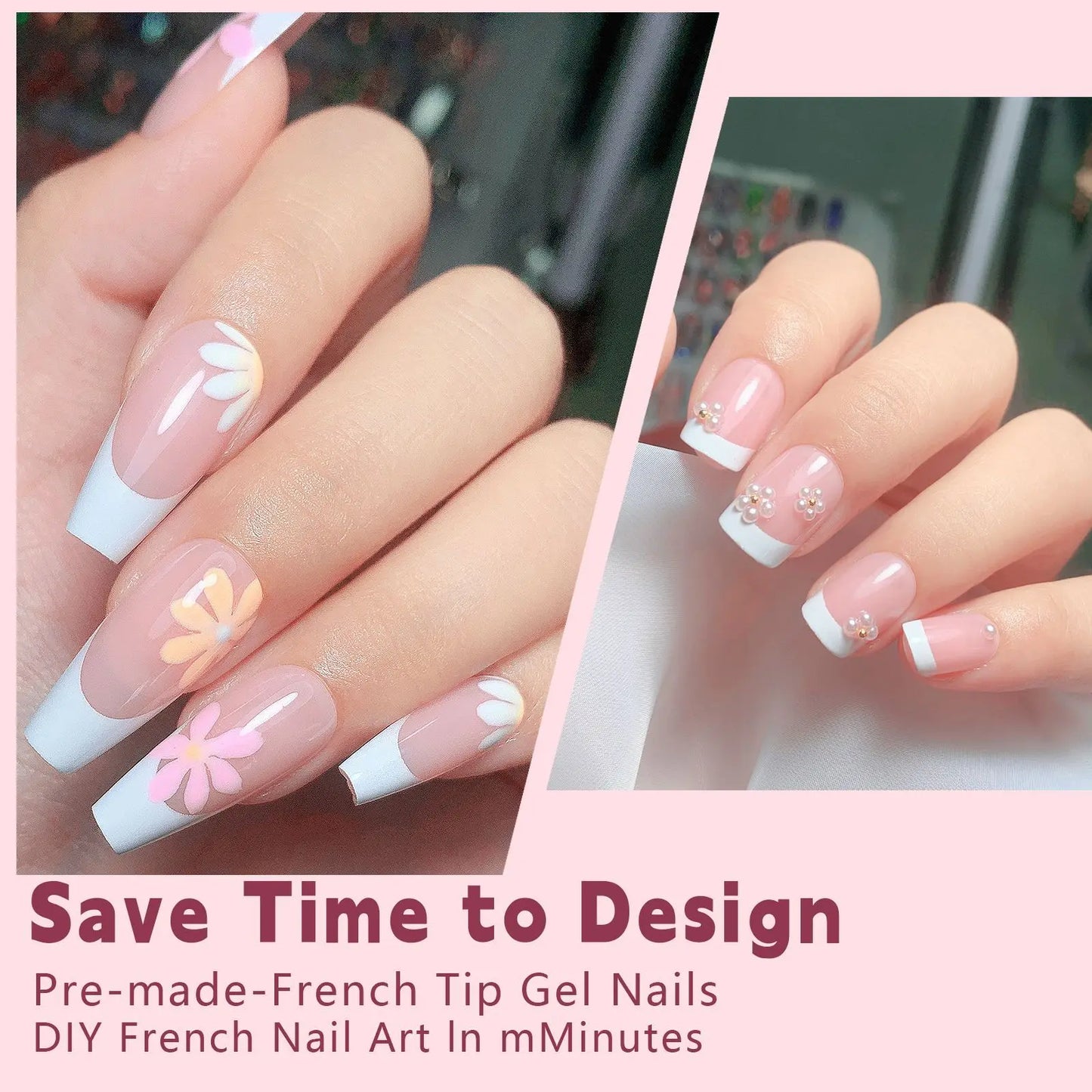 150pcs Nude White Fake Nails Need Adhesive Glue Glitter Press on Nails Women Wearable Nail