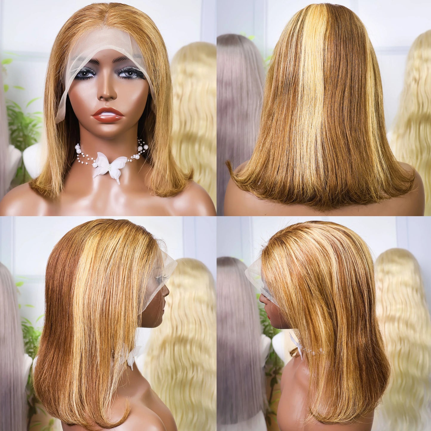 100% Human Hair Wigs 13x4 Lace Human Hair Lace Frontal Wig Ready Wear Bob Wigs