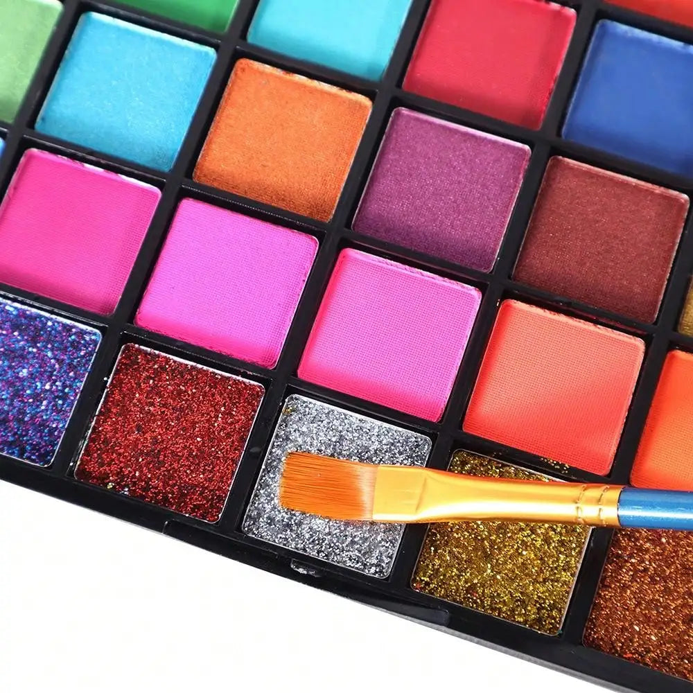 1 box of 54-color face painting set, water-activated eyeliner palette, main makeup, palette paint powder,