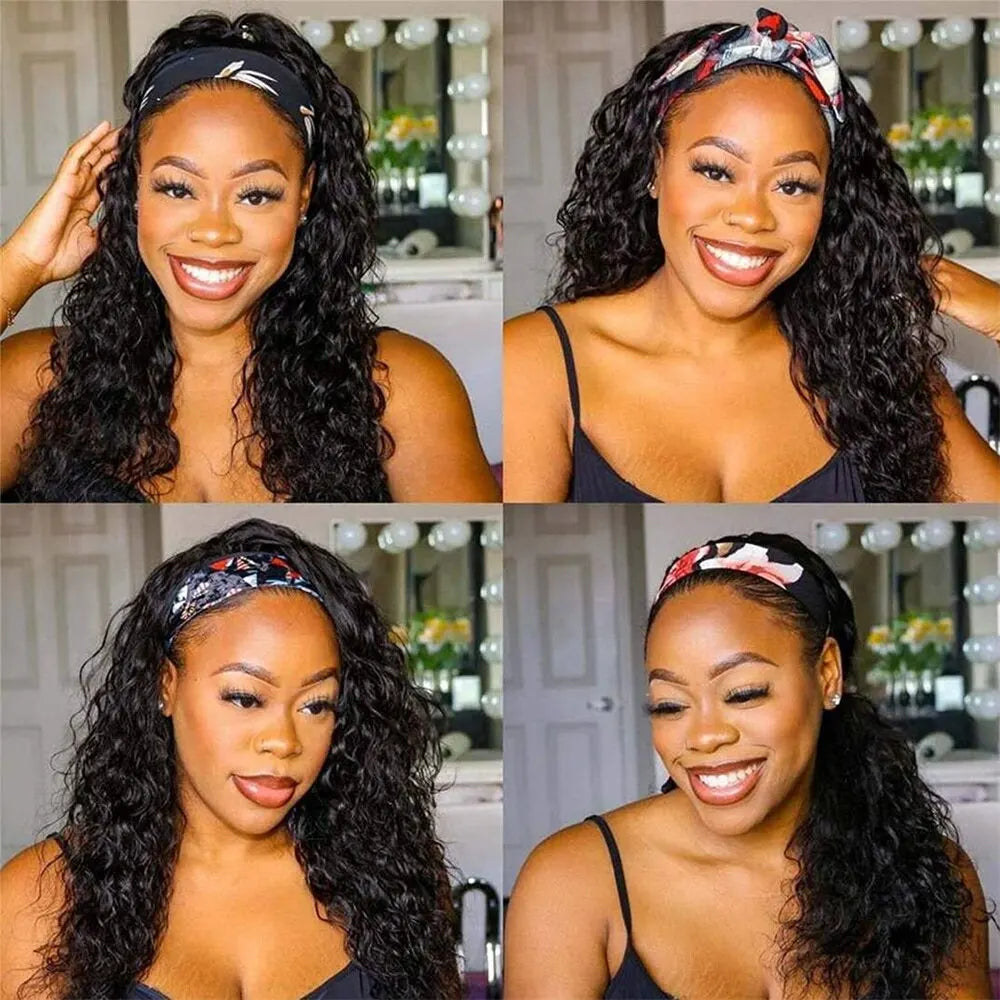 Human Hair Headband Wig Kinky Curly Full Machine Made Brazilian Remy Human Hair Wigs