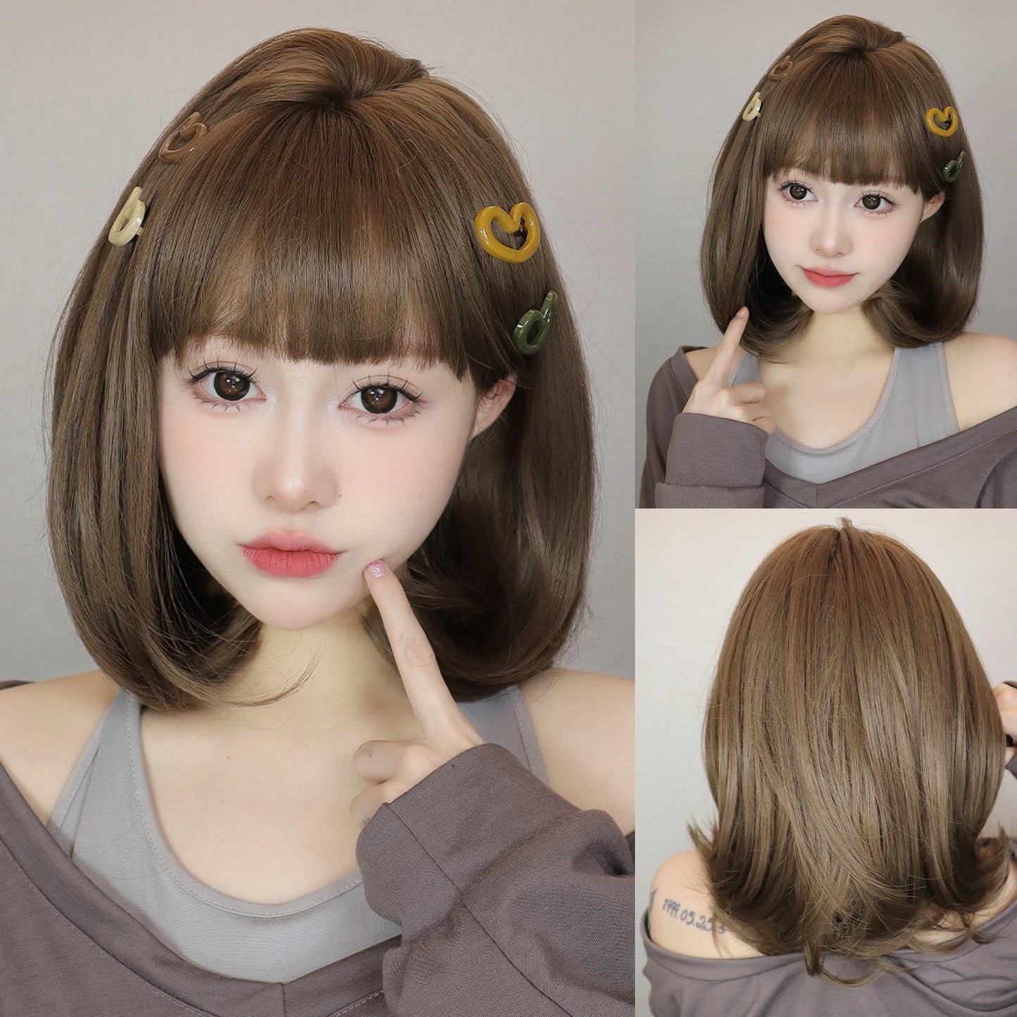 Short Curly Wavy Wigs with Bangs Deep Red Colorful Synthetic Wig Cosplay Hair for Women