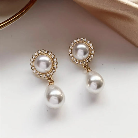 Women Earrings 2020 New Fashion Jewelry Korean Pearl Baroque Palace Elegant  Temperament Dangle