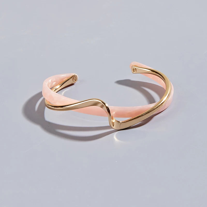 White Acrylic Bracelets Board Bend Metal Bangles Womens Hand Bracelets Geometric C- shaped
