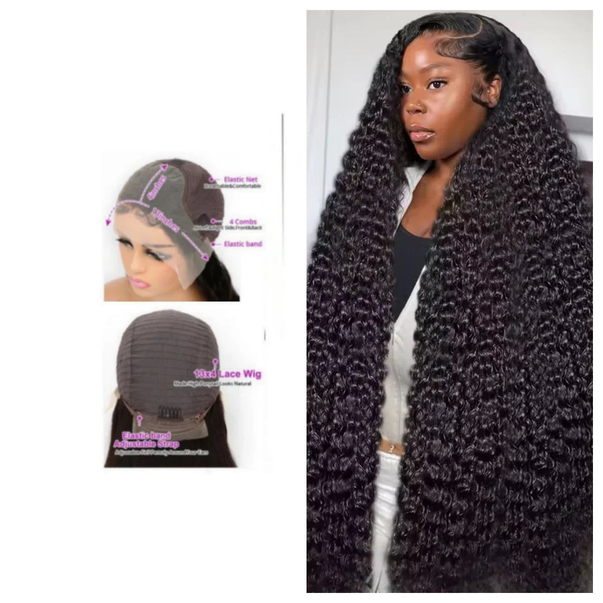 Glueless Wigs 13x4 HD Lace Frontal Wigs Ready To Wear 40 46Inch 250% Curly Wigs Human Hair 7x5 Lace Front Deep Wave Wigs Pre Cut