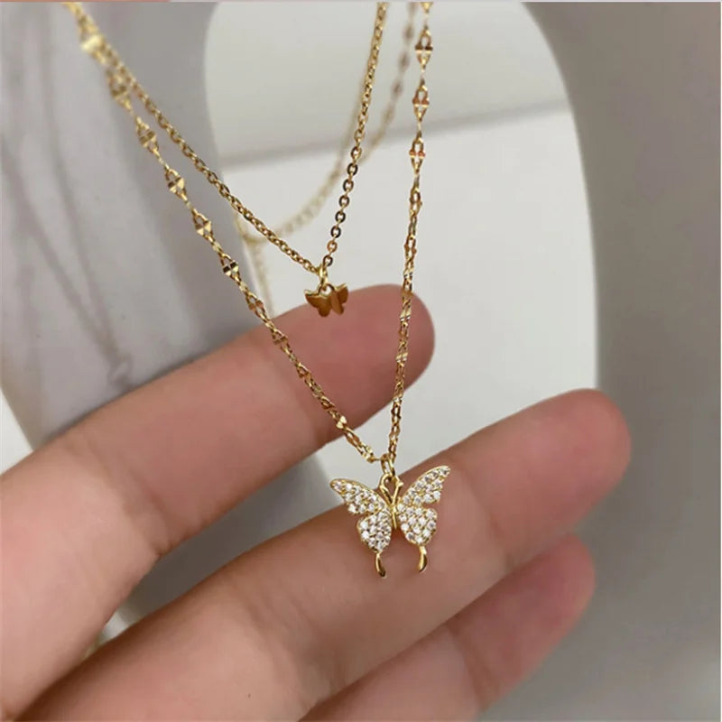Two Round Shaped Necklaces Female Exquisite Geometric Women Chain Choker Neck Necklace