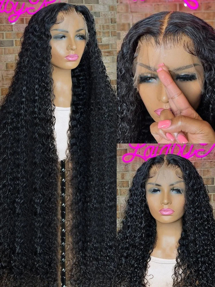 MossilyHd 13x6 Lace Wig Human Hair Curly Wig For Women 40 Inch Brazilian Pre Plucked 13x4 Deep Wave Water Wave Lace Frontal Wigs