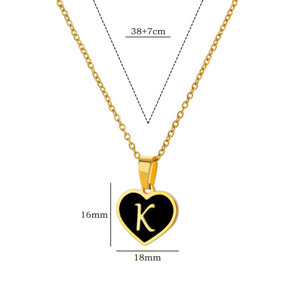 Initial Letter Necklaces for Women Clavicle Chain Heart Pendant Necklaces Alphabet