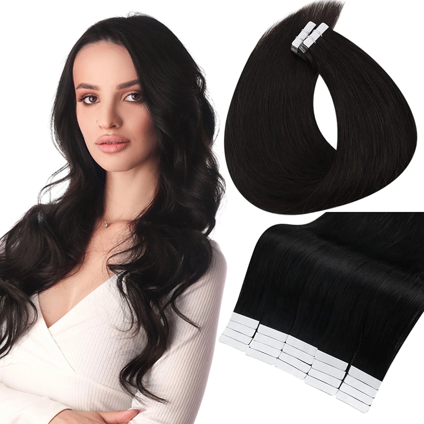 Full Shine Tape in Human Hair Extensions 100% Remy Natural Human Hair Extensions Tape in Omber Blonde Hair Extensions for Women