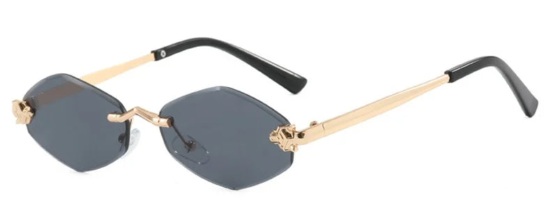Fashion Small Polygonal Sunglasses for Women Luxury Brand Rmless Brown Rhombus Sun Glasses