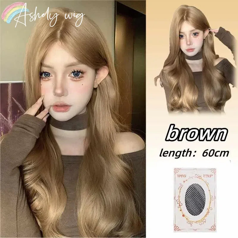 Pink Wig for Women Long Wavy Cosplay Wigs Natural Soft Sweet Synthetic Wig for Daily Use