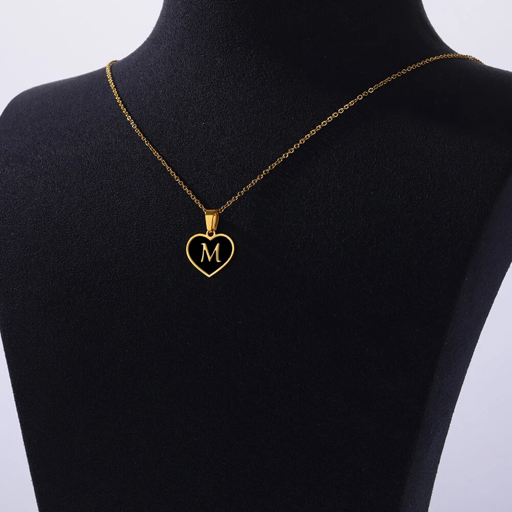 Initial Letter Necklaces for Women Clavicle Chain Heart Pendant Necklaces Alphabet