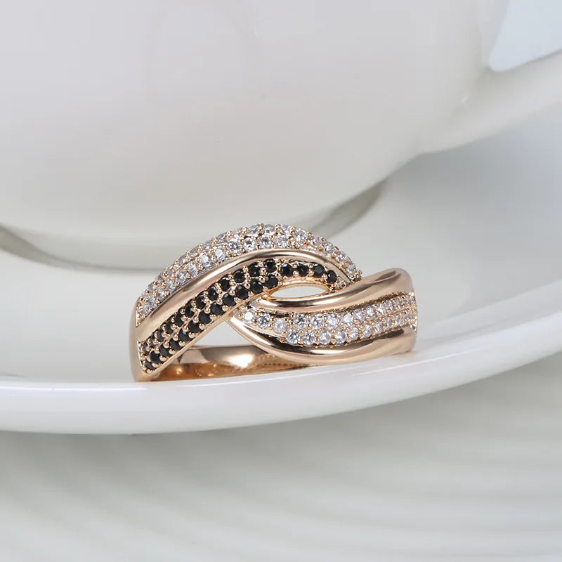 Luxury Wedding Ring for Women Elegant Real 18k Rose Gold Original Jewelry Gift