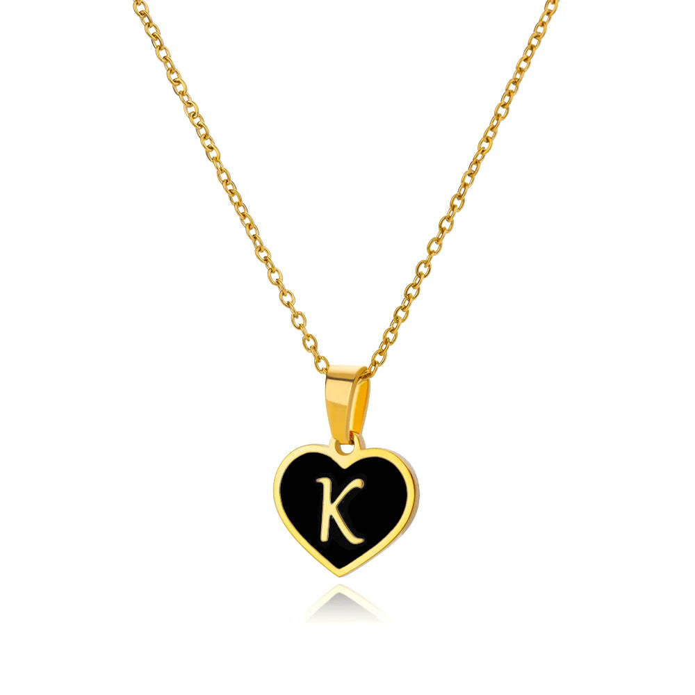 Initial Letter Necklaces for Women Clavicle Chain Heart Pendant Necklaces Alphabet