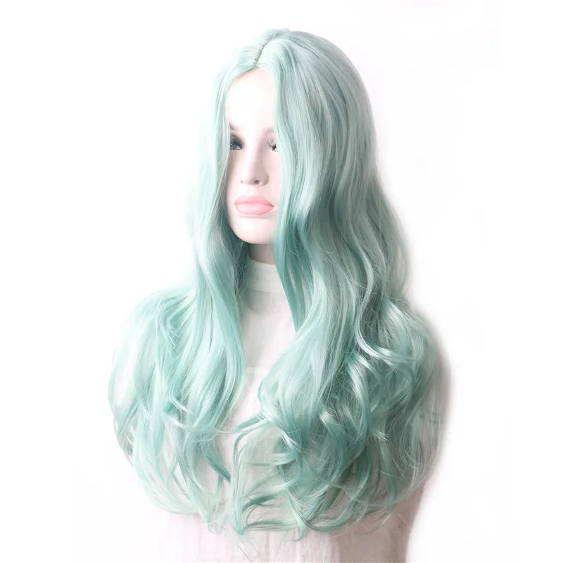 Wavy Womans Wigs Synthetic Hair Wigs For Women Cosplay Wig Long Colorful Wig Pink Purple Green Brown