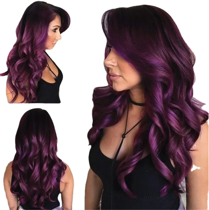 Wavy Womans Wigs Synthetic Hair Wigs For Women Cosplay Wig Long Colorful Wig Pink Purple Green Brown